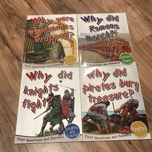 Set of four (4) educational children books ~ mummies ~Roman’s~ pirates ~ knights